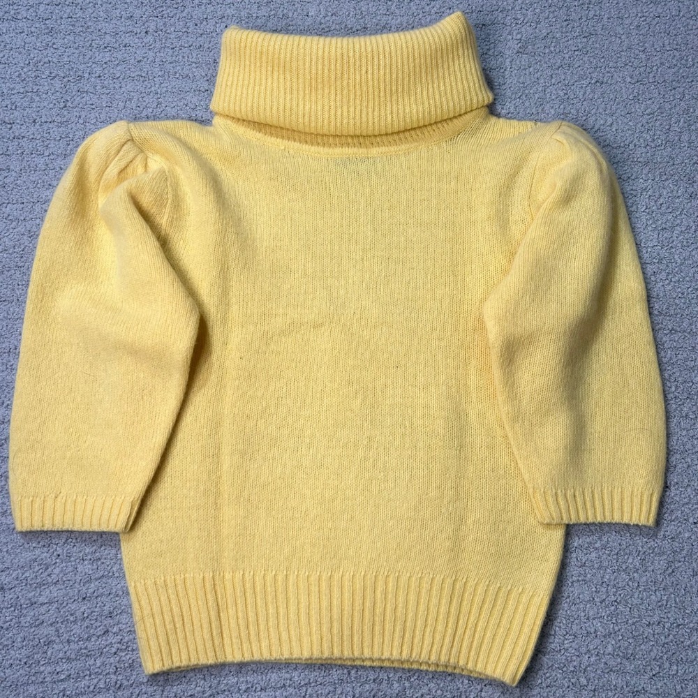 Hewlett Knitting Mills Sweater 1980s Vintage Sz M Butter Yellow Turtleneck